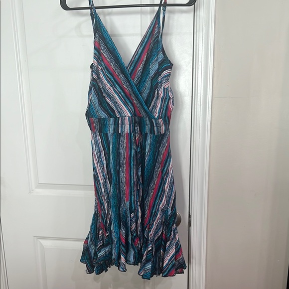 Blue and Pink Tiered Sundress with Spaghetti Straps - Picture 1 of 6